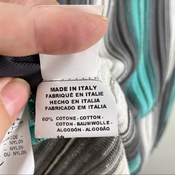 M by Missoni Turquoise and Gray Striped Knit Skirt Sz 4 - Picture 7 of 7